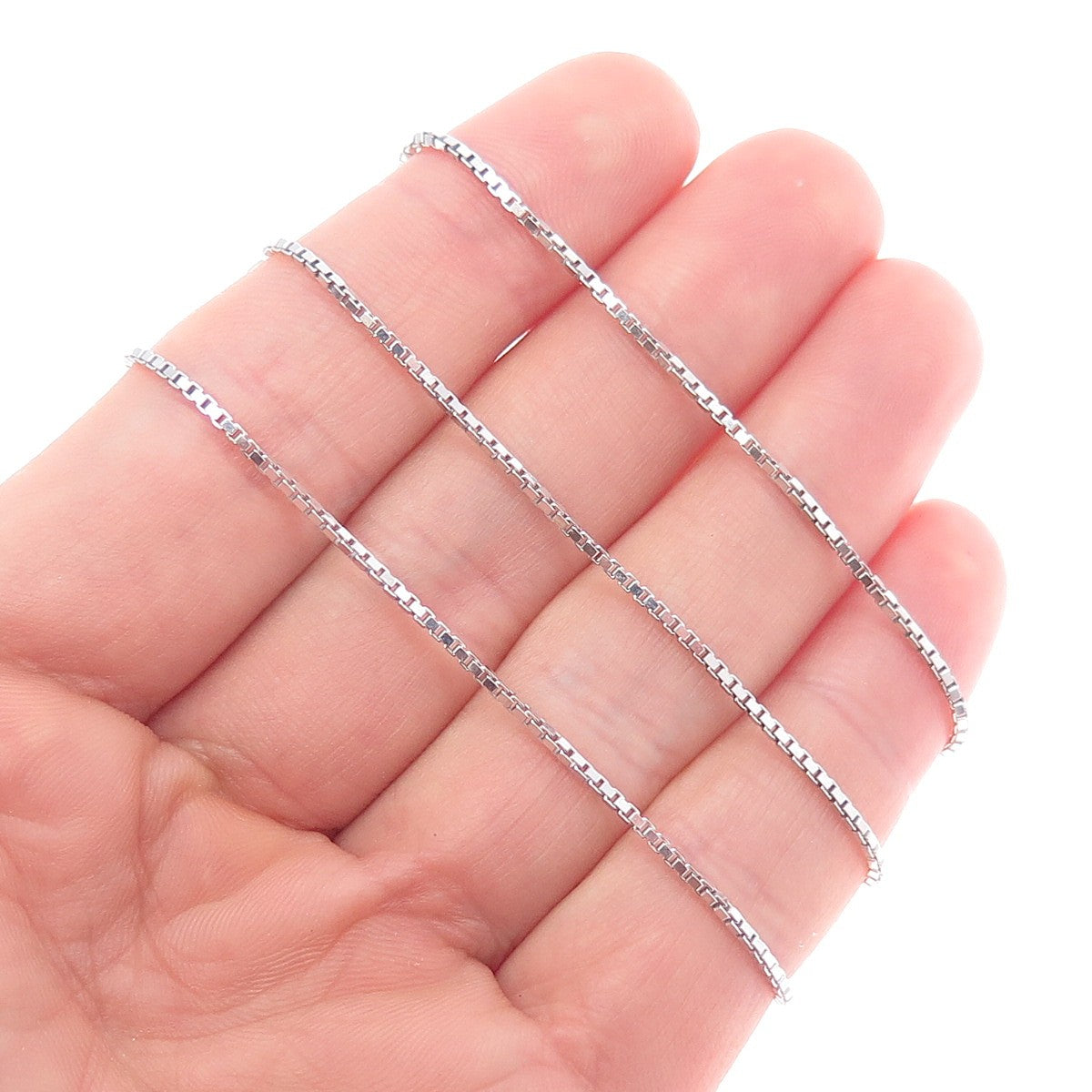 925 Sterling Silver Italy Box Chain Necklace 18"