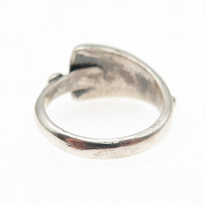 Old Pawn 925 Sterling Silver Vintage Turquoise Inlay Bear Paw Ring Size 5.75