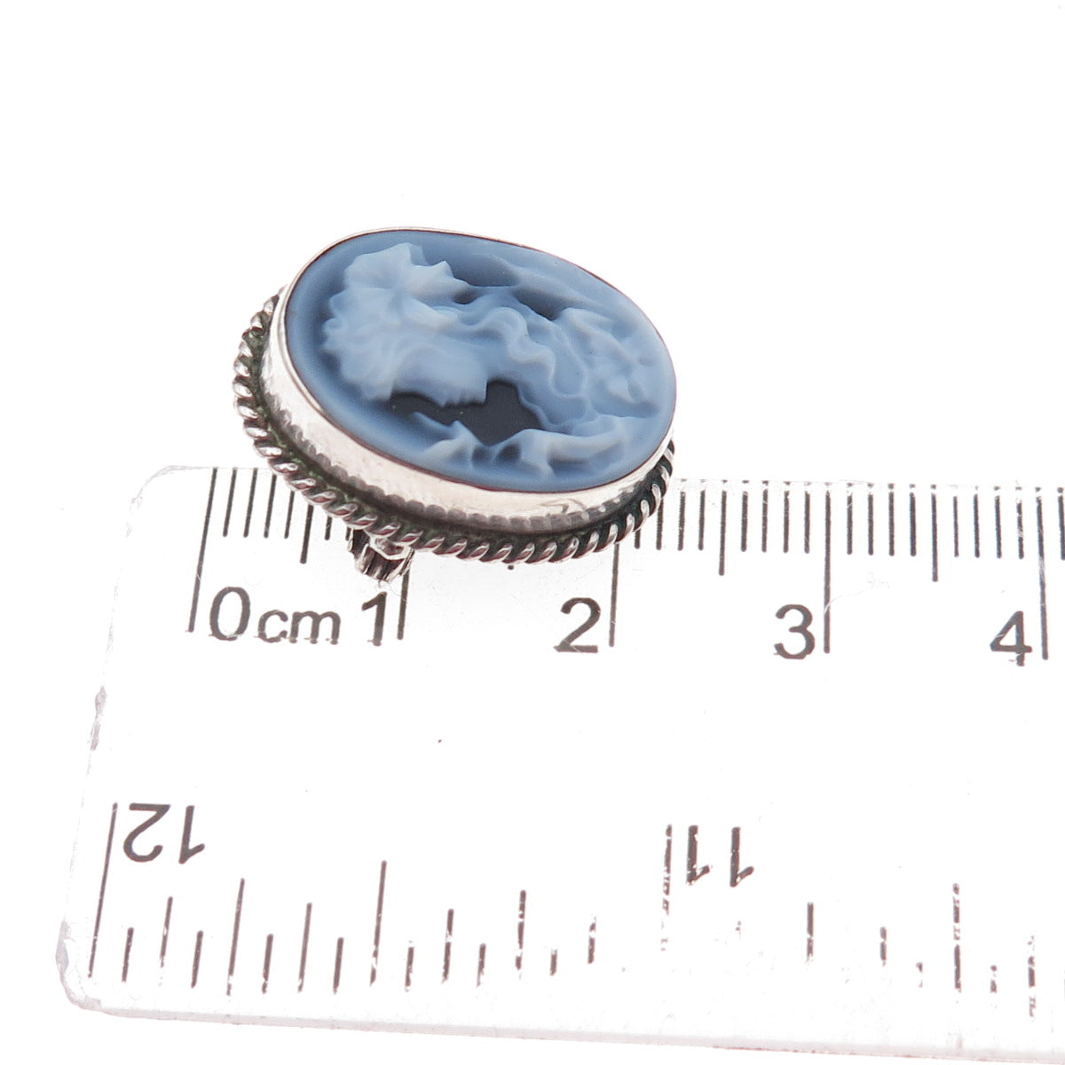 925 Sterling Silver Vintage Italy Ceramic Lady Cameo Pin Brooch / Pendant