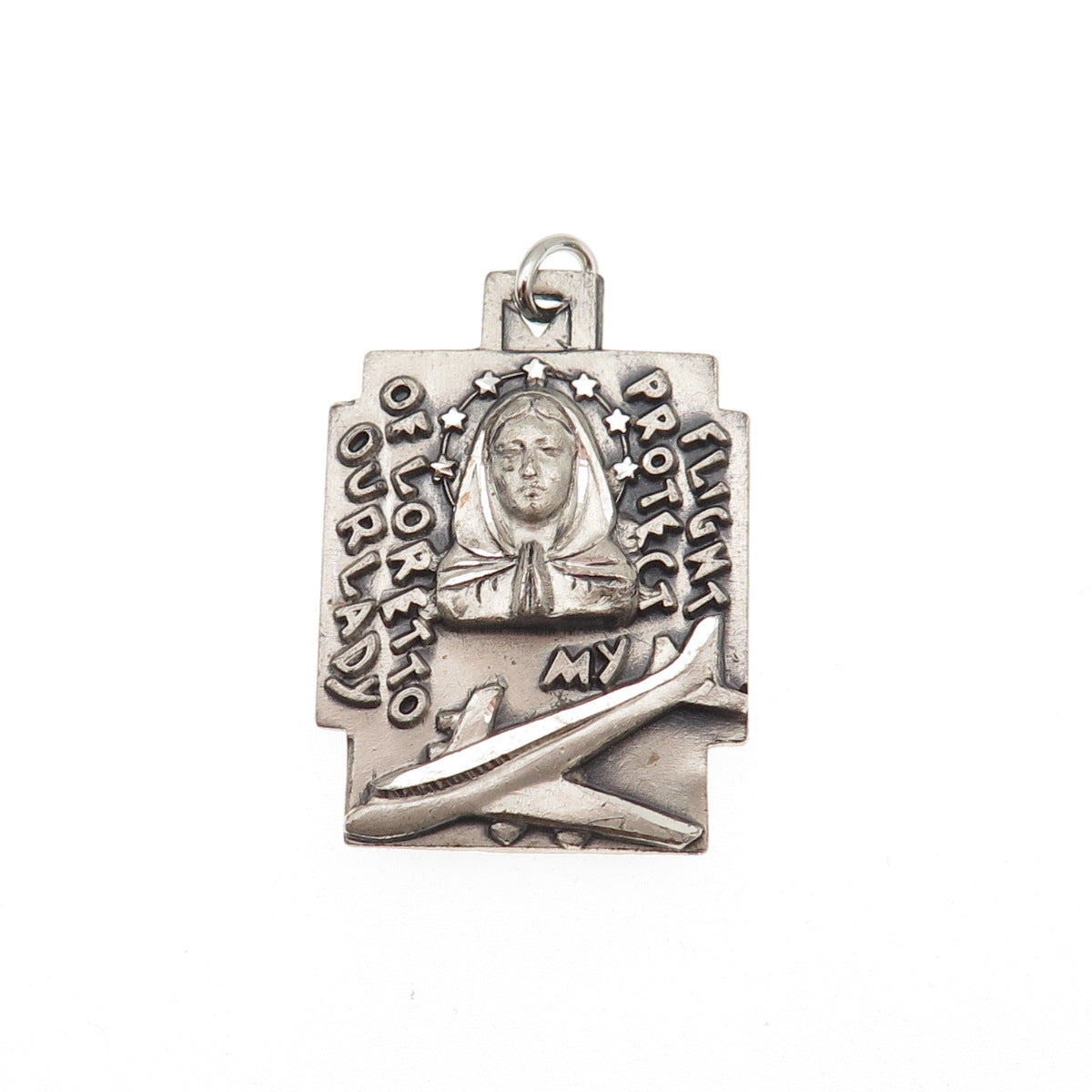 Creed 925 Sterling Silver Antique Art Deco St. Mary & St. Raphael Charm Pendant