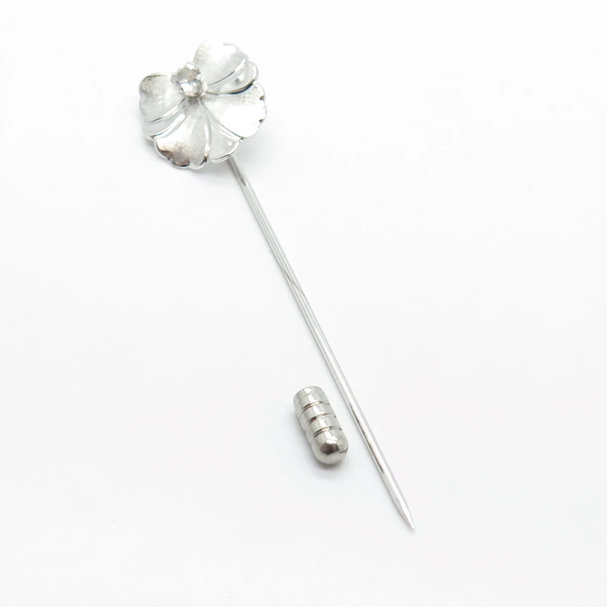 925 Sterling Silver Vintage C Z Bow Lapel Pin