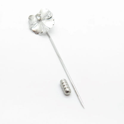 925 Sterling Silver Vintage C Z Bow Lapel Pin