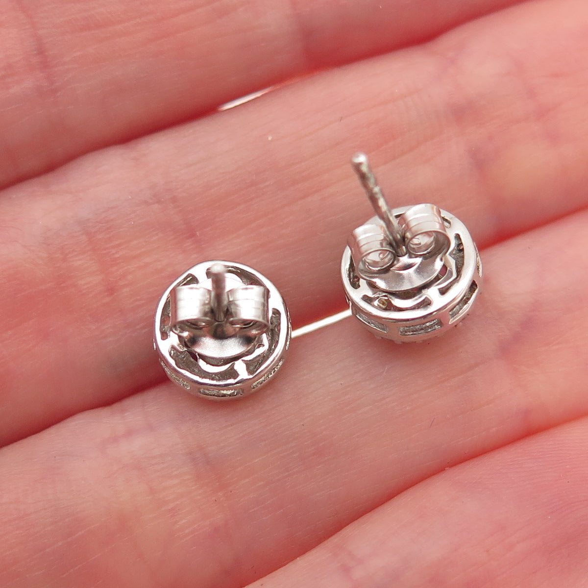 Chuck Clemency 925 Sterling Silver Real Tanzanite & White Topaz Stud Earrings