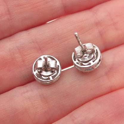 Chuck Clemency 925 Sterling Silver Real Tanzanite & White Topaz Stud Earrings