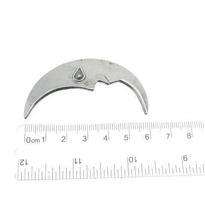 925 Sterling Silver Vintage Mexico Man in The Moon Crescent Pin Brooch
