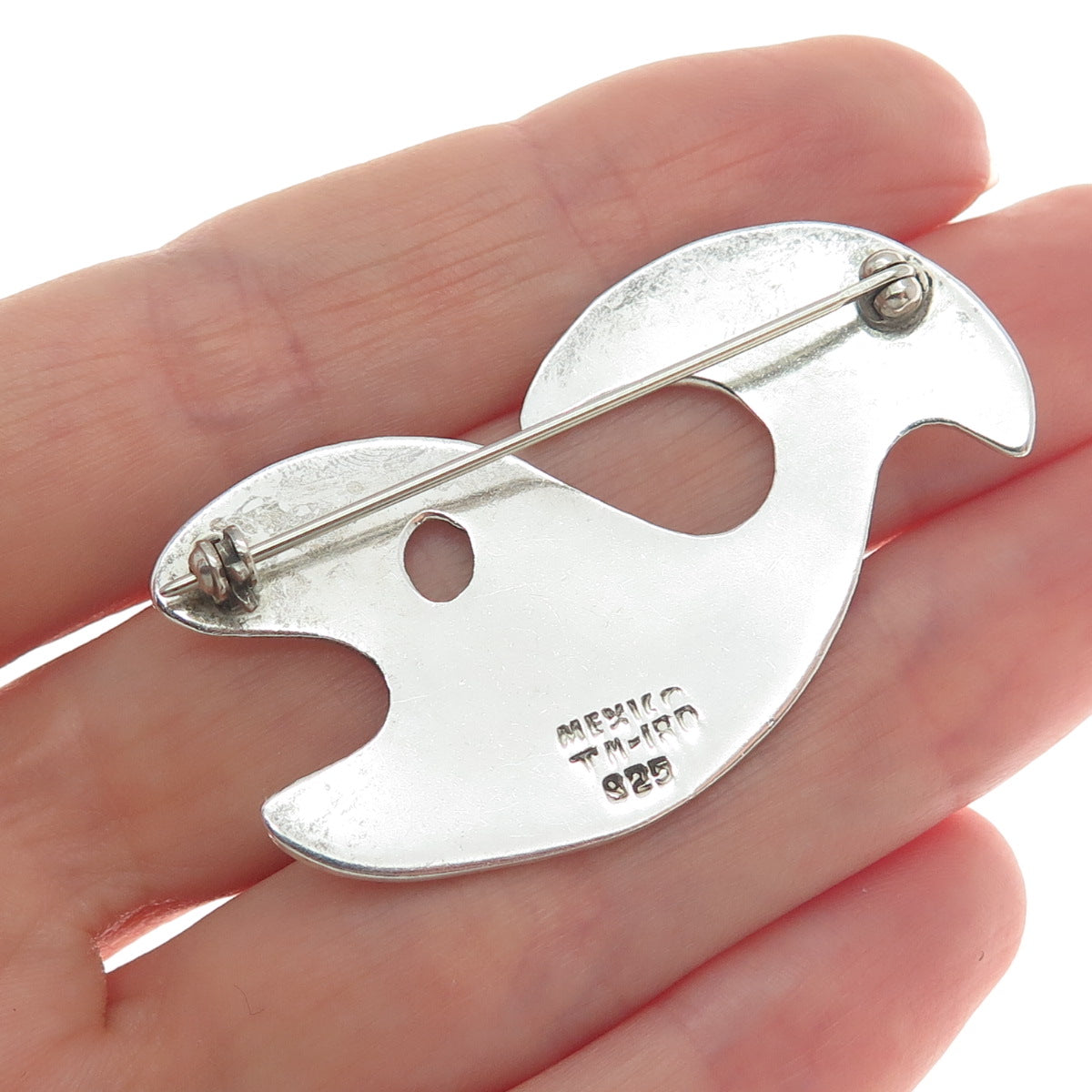 925 Sterling Silver Vintage Mexico Modernist Whale Pin Brooch
