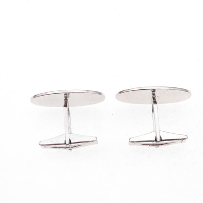 925 Sterling Silver Vintage Diamond-Shape Oval Cufflinks