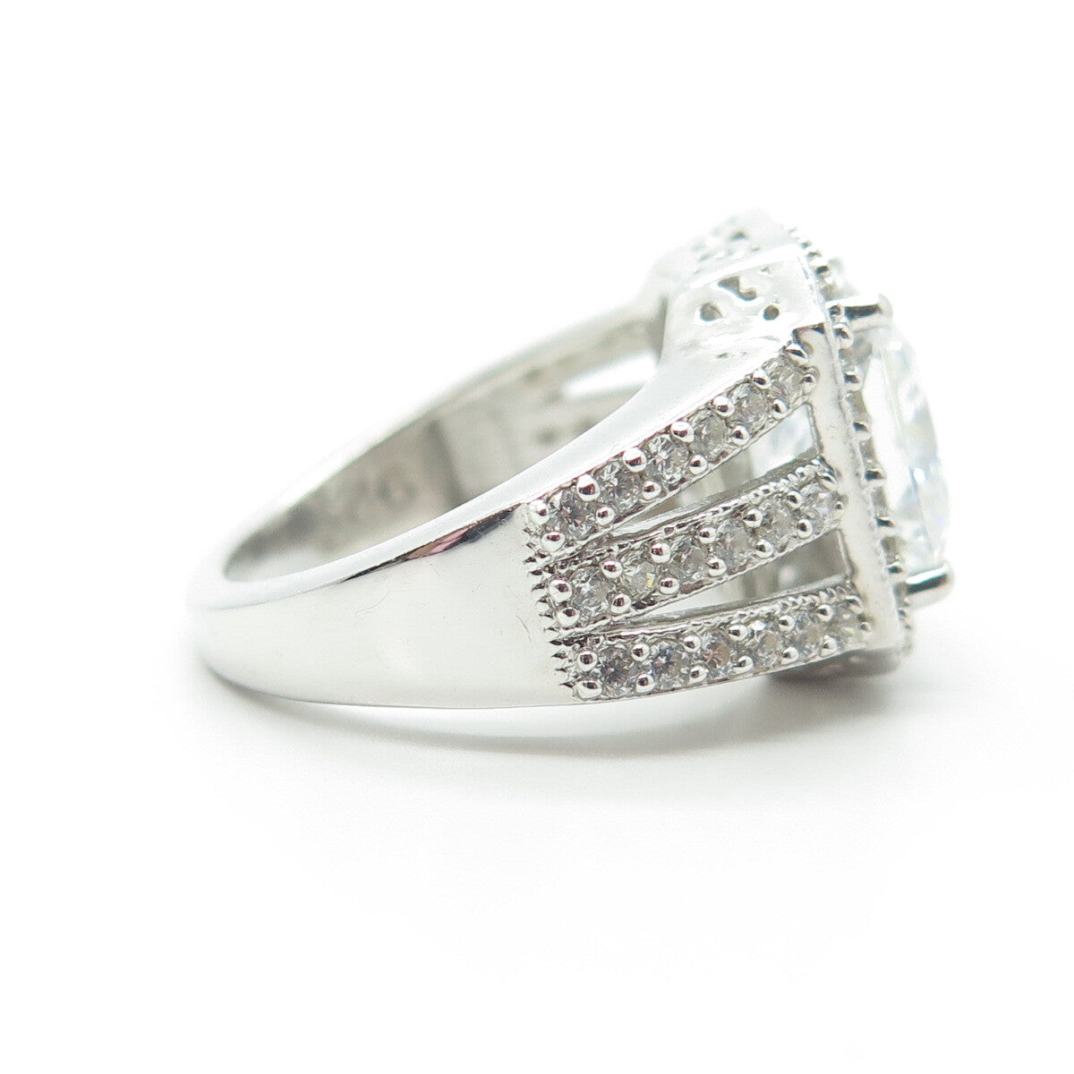 925 Sterling Silver Emma Skye Radiant-Cut Shaped C Z Engagement Ring Size 7