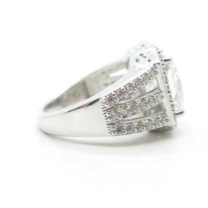 925 Sterling Silver Emma Skye Radiant-Cut Shaped C Z Engagement Ring Size 7