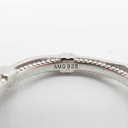 925 Sterling Silver Radiant & Round-Cut Shaped C Z Ring Size 7.25