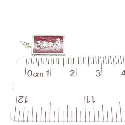 925 Sterling Silver Red Enamel I Am Out Of Brakes Minimalist Charm Pendant