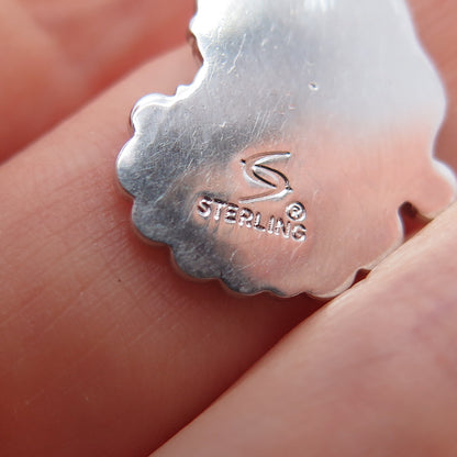 SPENCER 925 Sterling Silver Vintage Enamel Santa Claus Minimalist Pendant