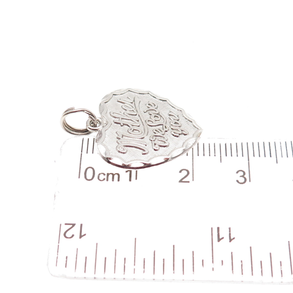 Rembrandt Sterling Silver Vintage Mother We Love You Heart Mini Charm Pendant