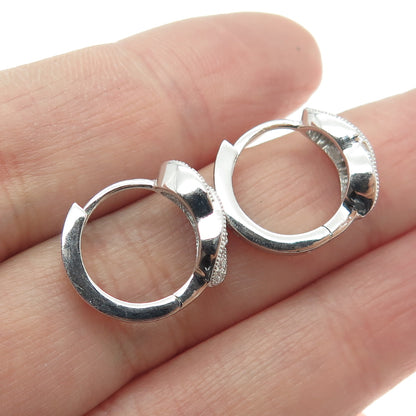 925 Sterling Silver Round-Cut C Z Interlocked Hoop Earrings