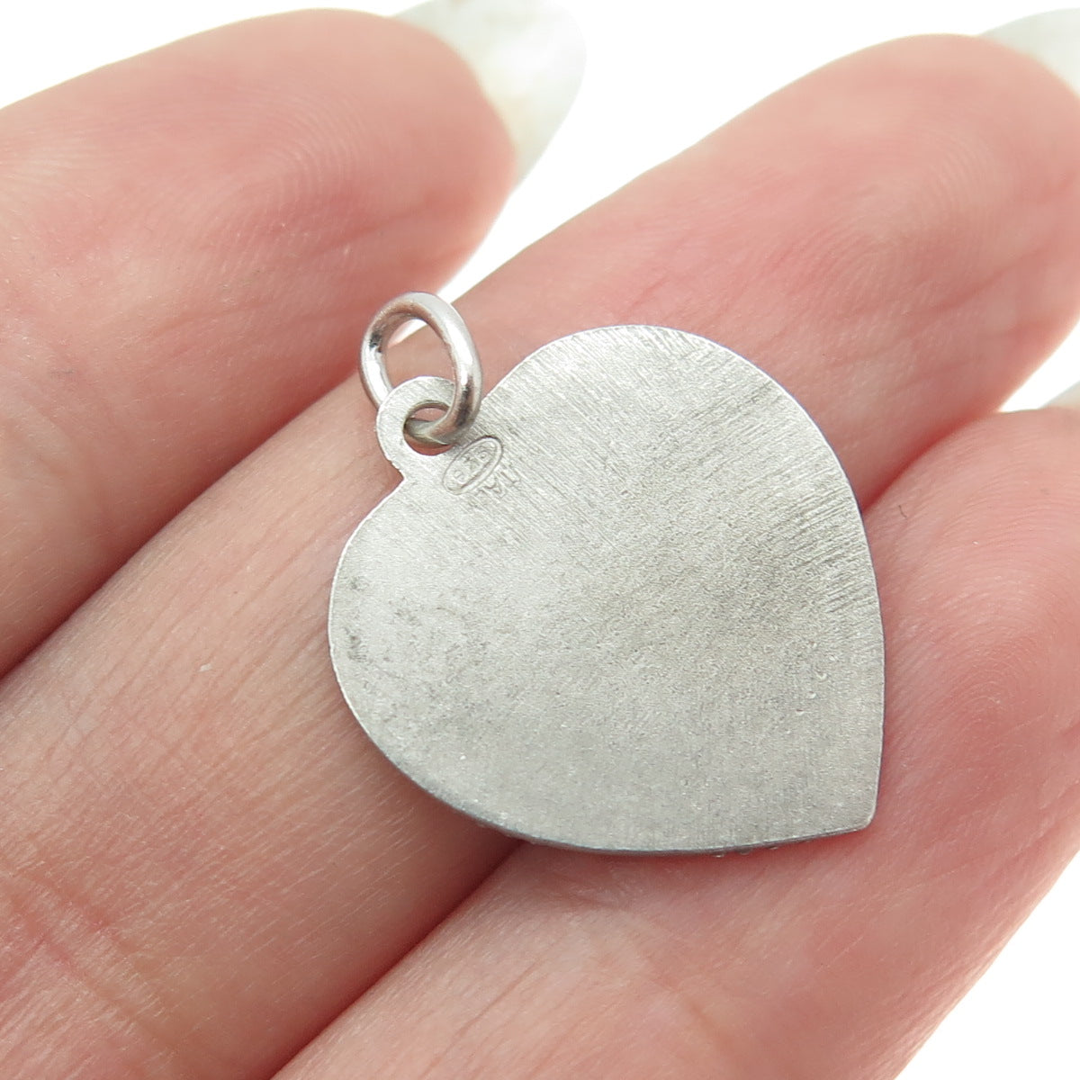 925 Sterling Silver Vintage Italy Textured Heart Pendant