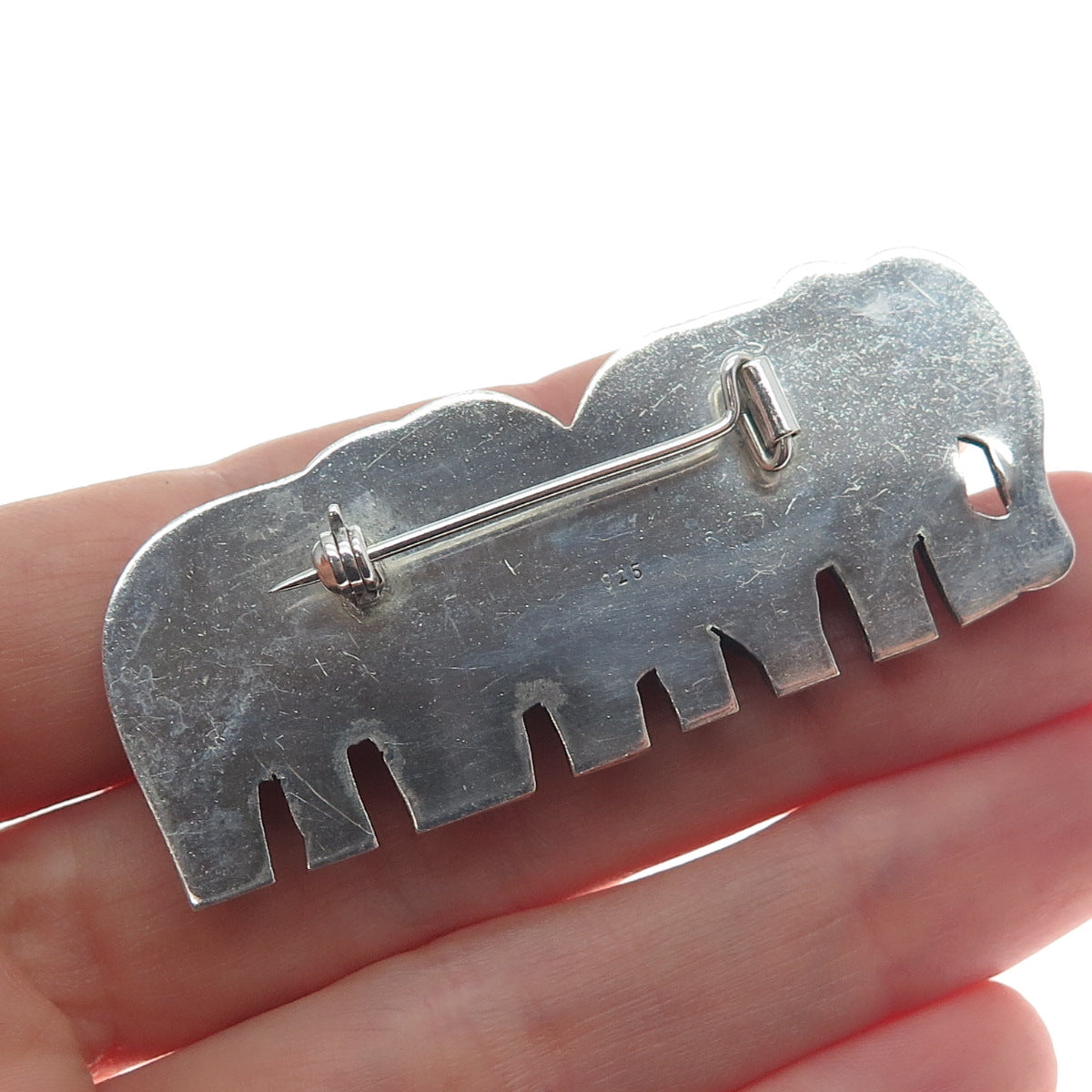 925 Sterling Silver Vintage Herd of Elephants Oxidized Pin Brooch