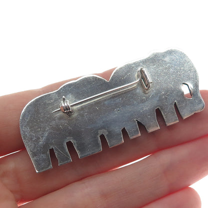 925 Sterling Silver Vintage Herd of Elephants Oxidized Pin Brooch