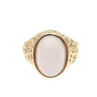 925 Sterling Silver Gold Plated Real Cabochon Chalcedony Nugget Ring Size 7