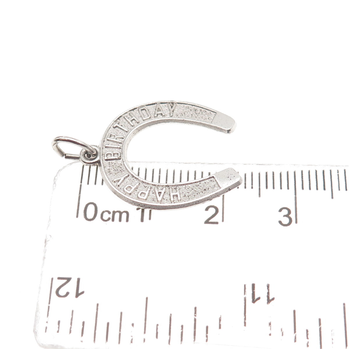 925 Sterling Silver Vintage Happy Birthday Horseshoe Good Luck Mini Pendant