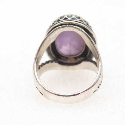 Carolyn Pollack 925 Sterling Silver Vintage Real Amethyst Oxidized Ring Size 7