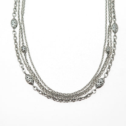 LOIS HILL Sterling Silver Vintage 4-Strand Station Multi-Chain Necklace 16-18"