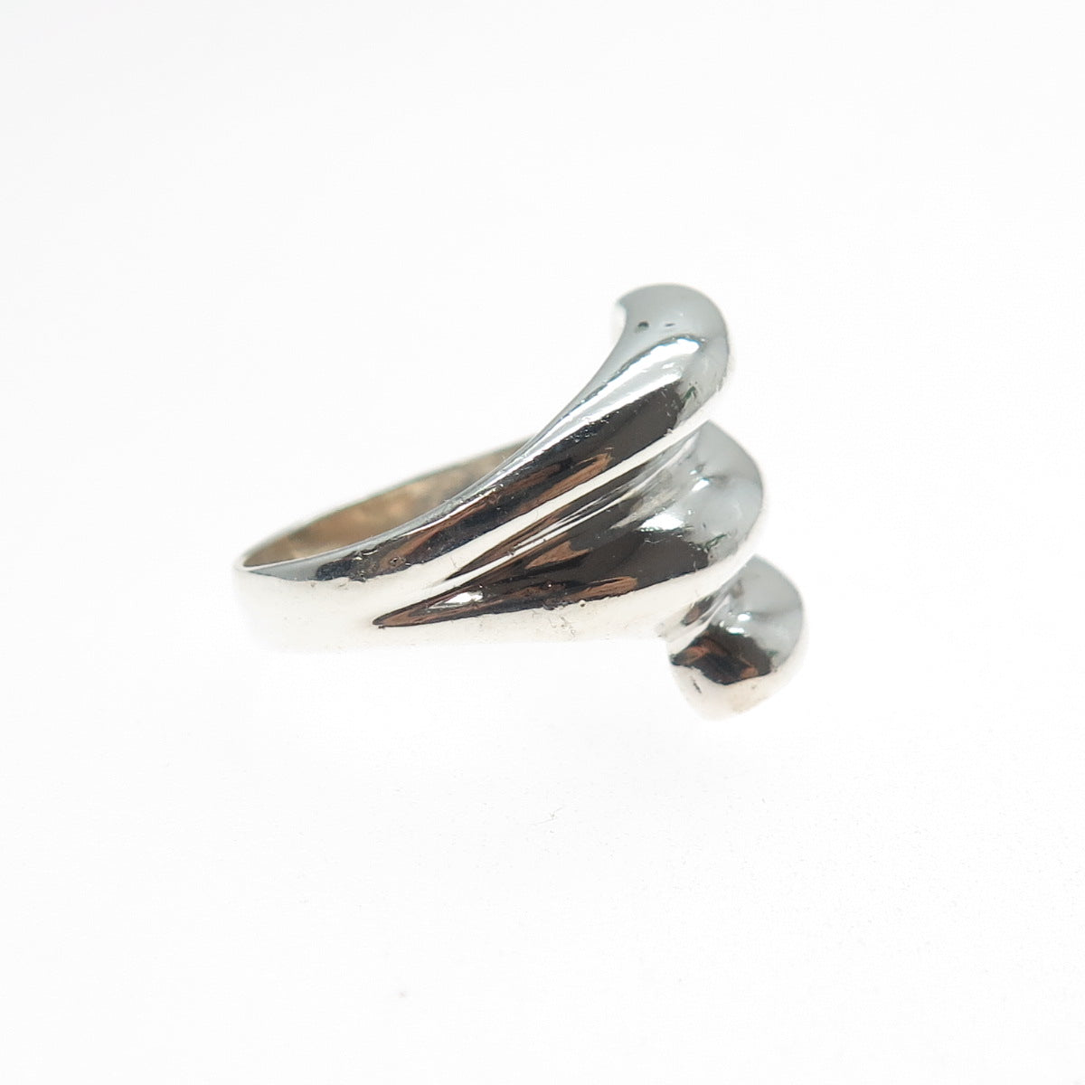 925 Sterling Silver Vintage Modernist Bypass Ring Size 6.5