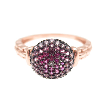925 Sterling Silver Rose Gold Plated Lab-Created Ruby & Pink C Z Ring Size 7.25