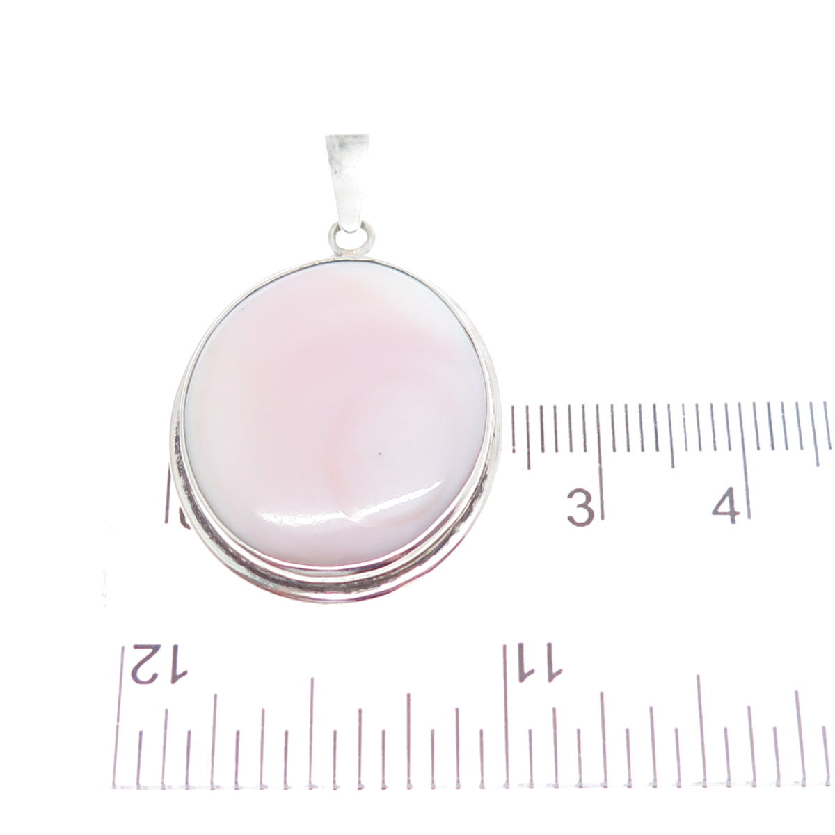 925 Sterling Silver Vintage Real Cabochon Pink MOP Charm Pendant