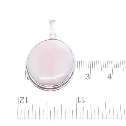 925 Sterling Silver Vintage Real Cabochon Pink MOP Charm Pendant
