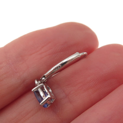 Chuck Clemency 925 Sterling Silver Real Oval-Cut Tanzanite Dangle Earrings