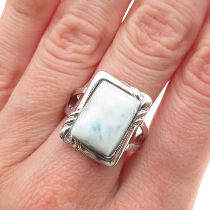 925 Sterling Silver Vintage Real Larimar Ring Size 7.25