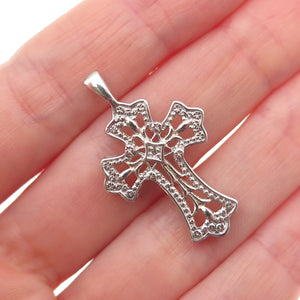 JCM Jacmel Mauritius 925 Sterling Silver Real Diamond Accent Cross Charm Pendant