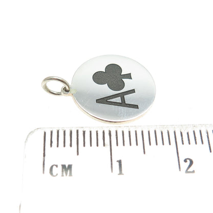 925 Sterling Silver Enamel Ace of Clubs Playing Card Charm Pendant