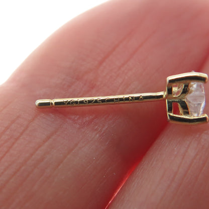 925 Sterling Silver Gold Plated Heart-Cut C Z Stud Earrings