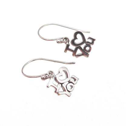 925 Sterling Silver I Love You Dangle Earrings