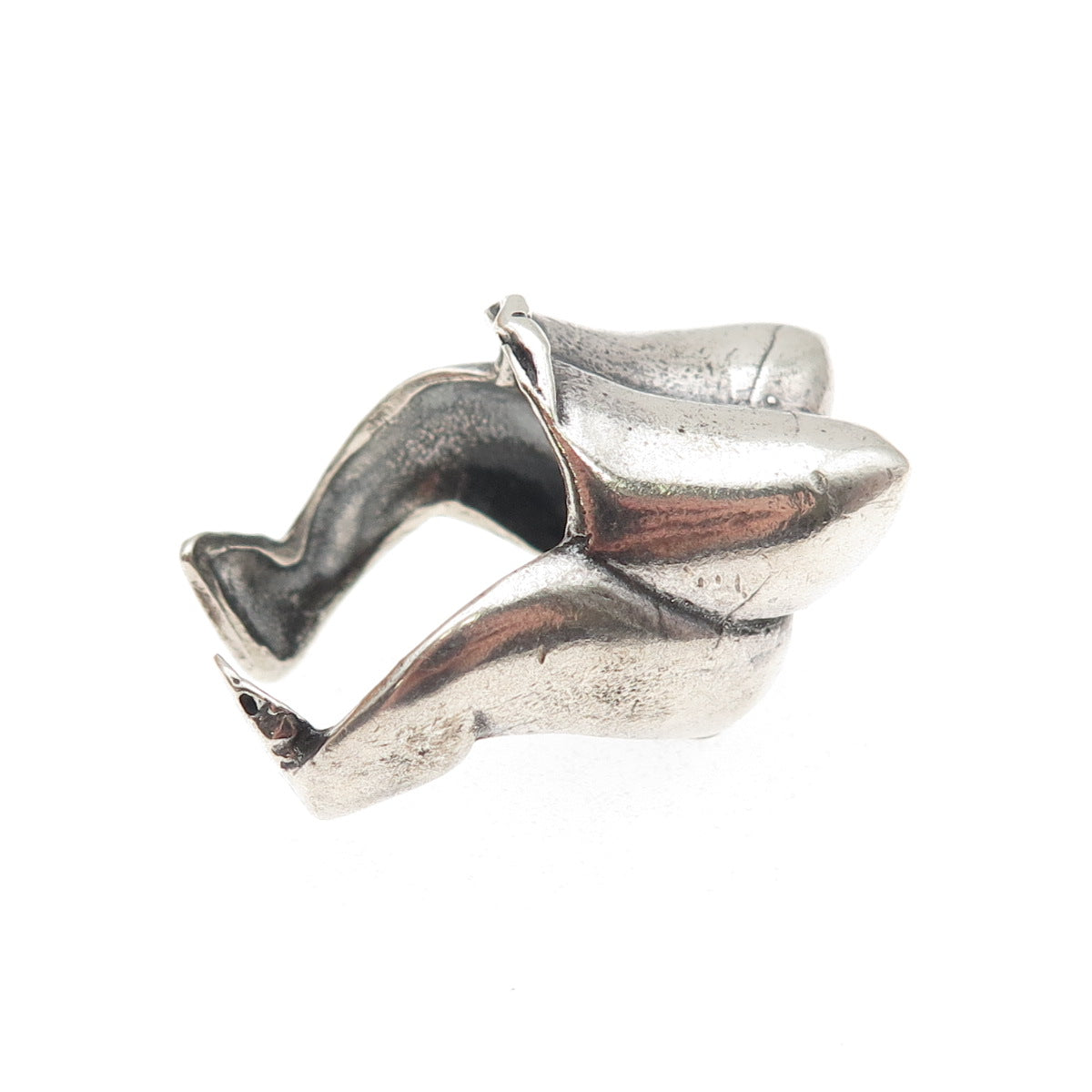 925 Sterling Silver Vintage Modernist Erotic Oxidized Adjustable Ring Size 7.25