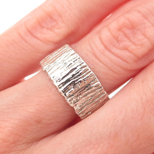 925 Sterling Silver Vintage JEM TES London Textured Oxidized Band Ring Size 6.75