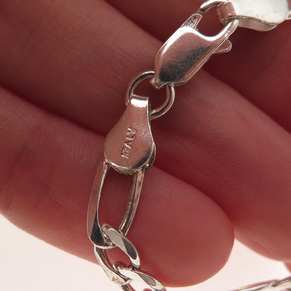 925 Sterling Silver Italy Figaro Chain Necklace 24"