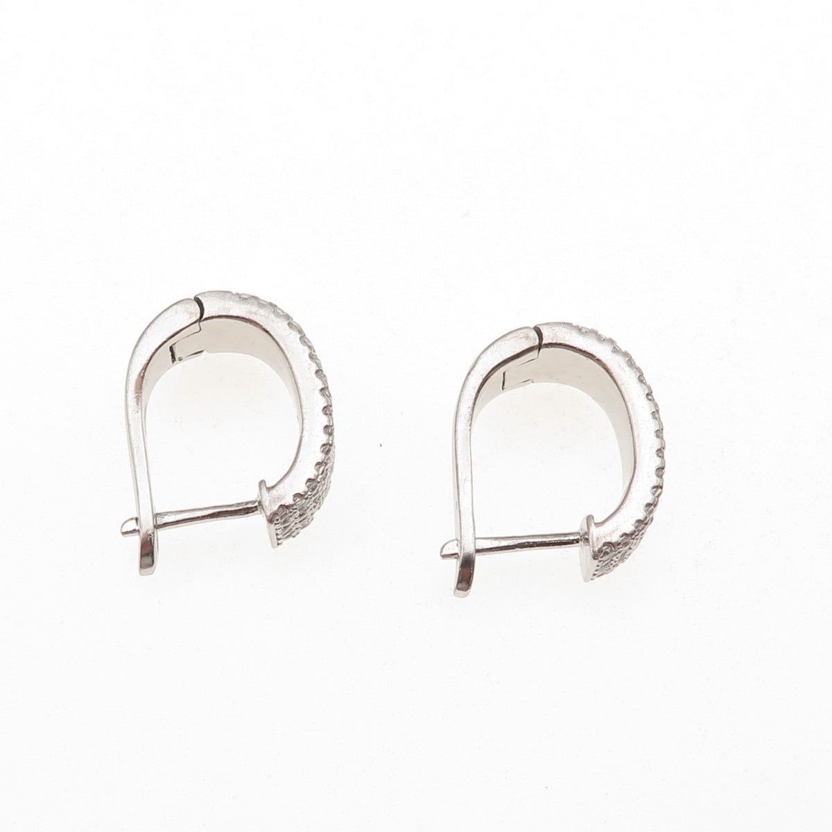 925 Sterling Silver Round-Cut C Z Hoop Earrings