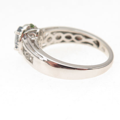Chuck Clemency Sterling Silver Real Tanzanite White Topaz Peridot Ring Size 8.25
