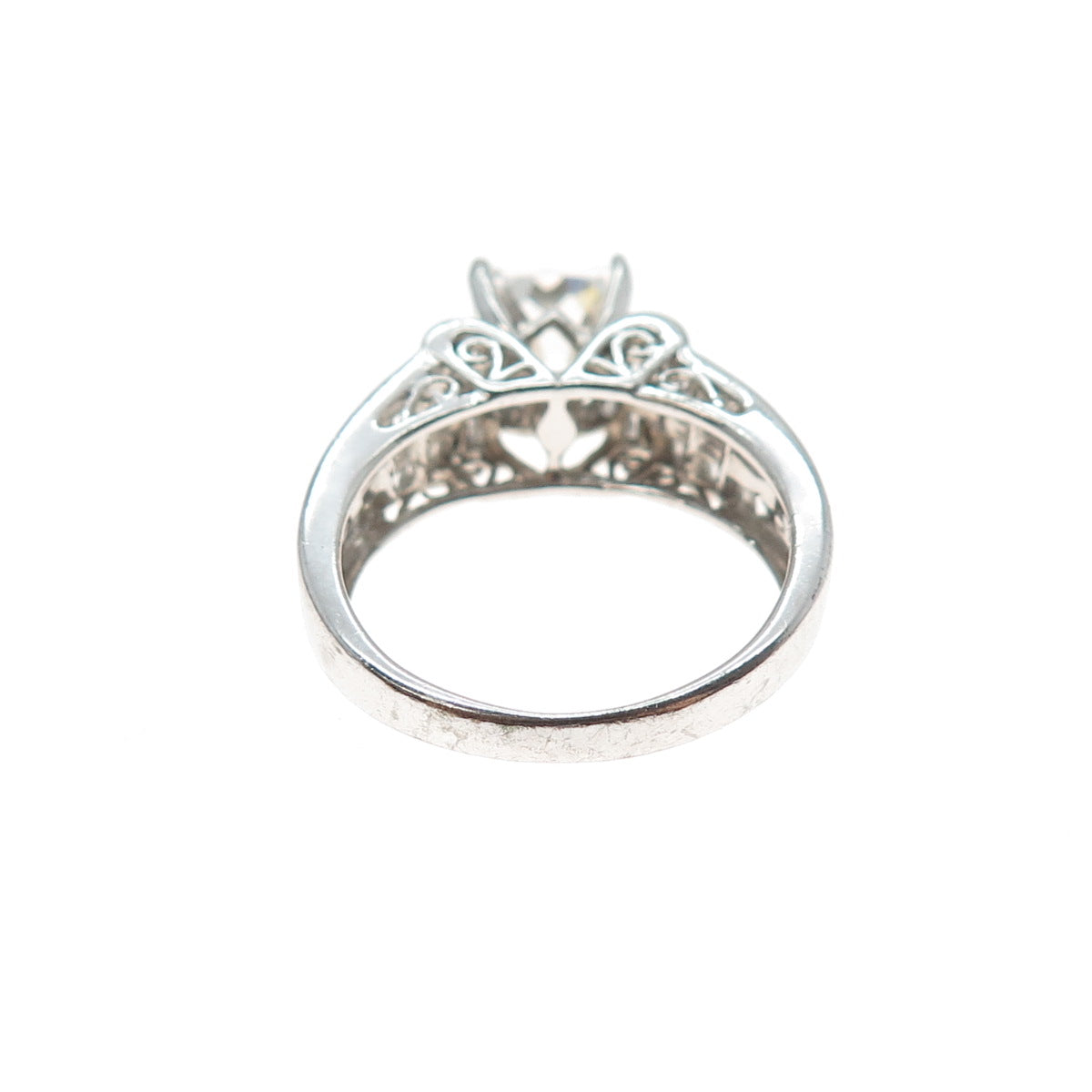 MEDA 925 Sterling Princess & Tapered Baguette-Cut C Z Engagement Ring Size 6.75