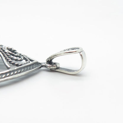 925 Sterling Silver Vintage Twisted Heart Teardrop Pendant