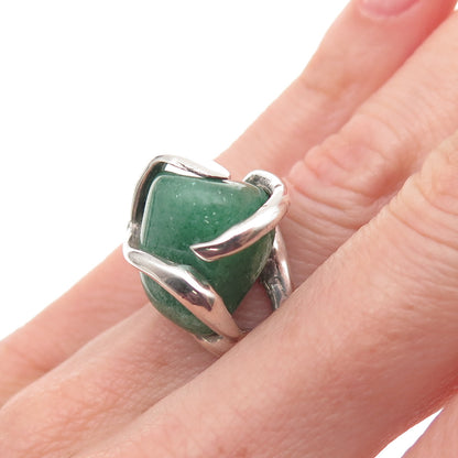 Walter Wright Sterling Silver Vintage Real Aventurine Modernist Ring Size 4.25