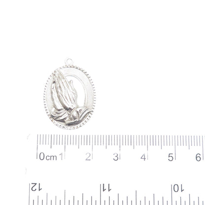 925 Sterling Silver Vintage M&M Prayer Hands Religious Charm Pendant