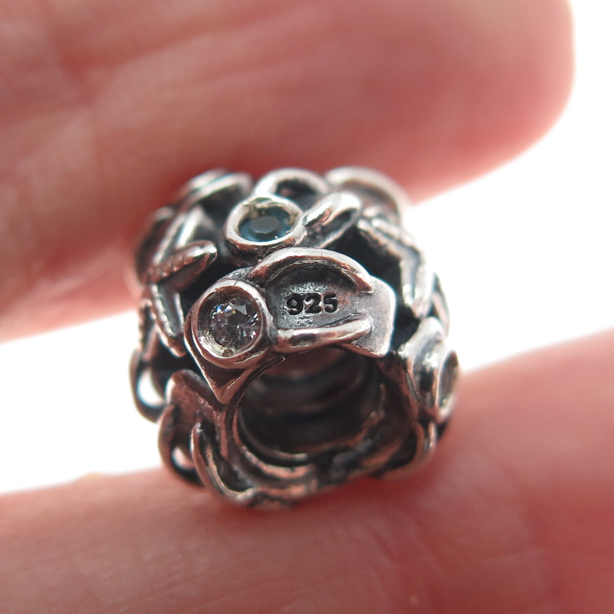 CHAMILIA 925 Sterling Silver White & Blue C Z Starfish Oxidized Bead Charm