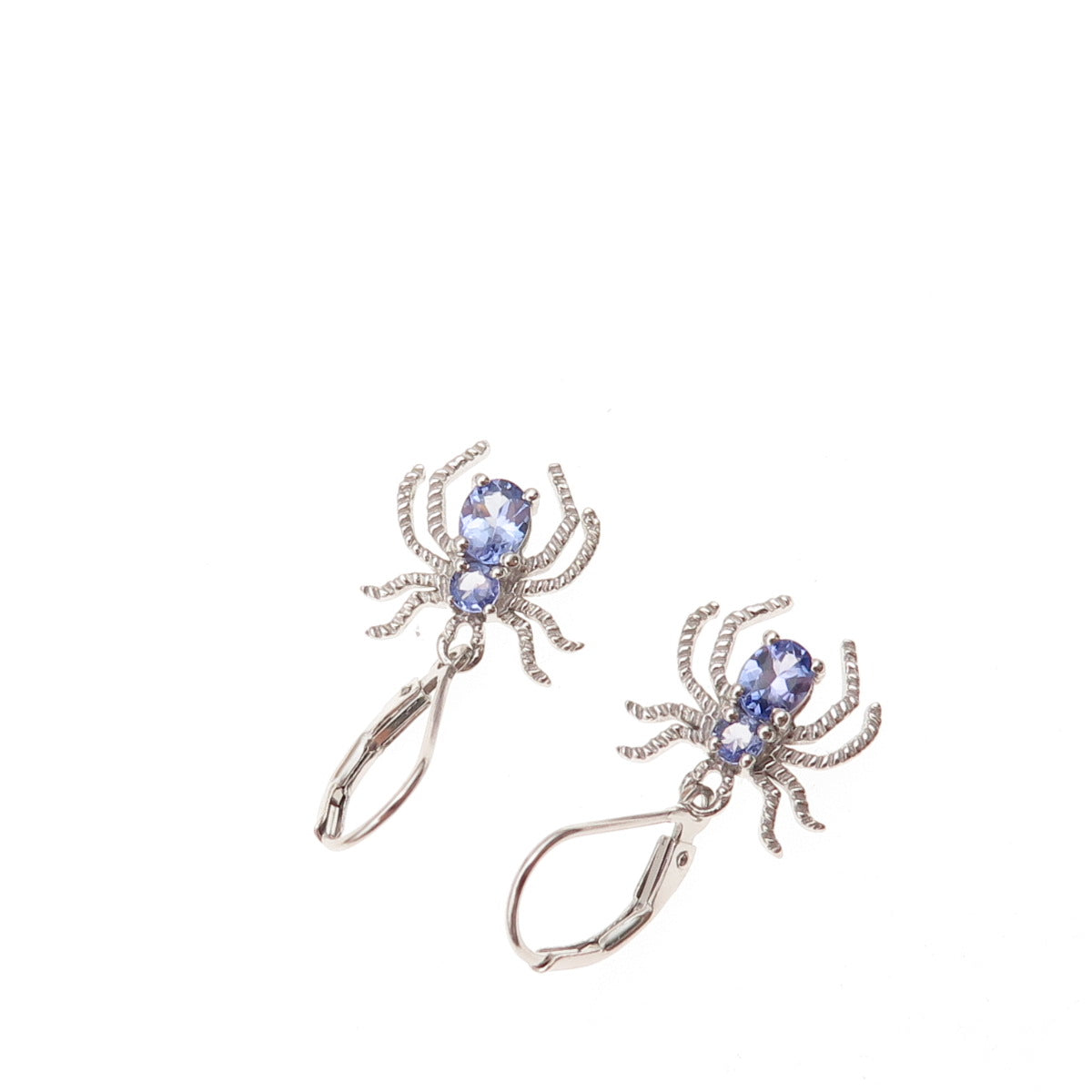 Chuck Clemency 925 Sterling Silver Real Tanzanite Spider Dangle Earrings