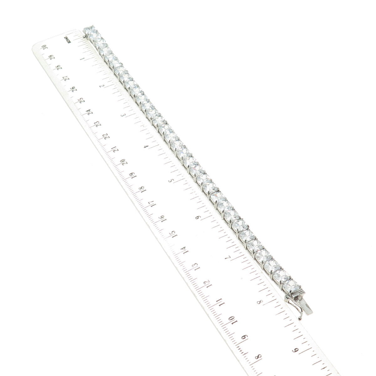 925 Sterling Silver Cushion-Cut C Z Tennis Link Bracelet 8"