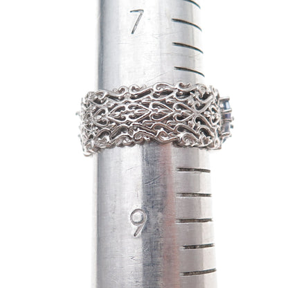 Chuck Clemency 925 Sterling Silver Real Multi-Cut Tanzanite Band Ring Size 8.25