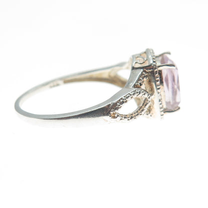 CHUCK CLEMENCY 925 Sterling Silver Real Cushion-Cut Kunzite Ring Size 10.25