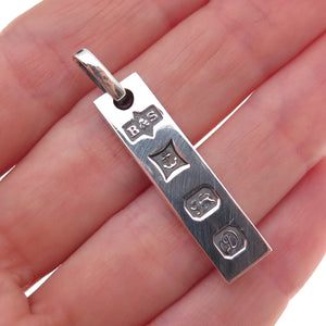 Bodenham & Shorthouse 925 Sterling Silver Vintage 1978 Birmingham Bar Pendant